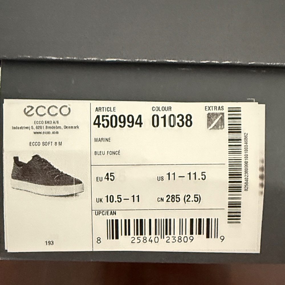 Ecco Navy Leather Sneakers with Tan Laces - Picture 8 of 8